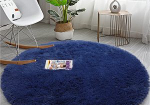 Round Dark Blue Rug Comarkis soft Round area Rug for Bedroom,4 Ft Navy Blue Circle Rug for Nursery Room,fluffy Carpet for Kids Room,shaggy Floor Mat for Living Room,furry …