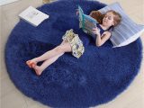 Round Dark Blue Rug Navy Blue Carpet for Bedroom Fluffy Circle Rug for Kids Room Furry Rug for Teens Room Shaggy Round Rug for Kids Room Fluffy Plush Rug for Dorm Indigo …