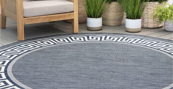 Round Indoor Outdoor area Rugs Navy Water Resistant Jute 5’3” (approx. 6ft) Round Indoor Outdoor Rug – Outdoor Rugs for Patios, Garden, Deck, Entry, Porch, Entryway Outside area …