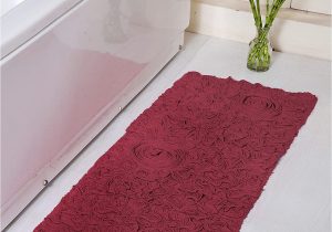 Round Red Bathroom Rug Home Weavers Bell Flower Collection Absorbent Cotton soft Rug Machine Wash Dry 21"x54" Red