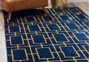 Royal Blue and Gold area Rug Glam Gold Beige area Rug