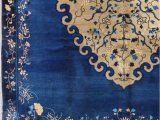 Royal Blue and Gold Rug Antique Chinese Peking Rug In Royal Blue and Gold