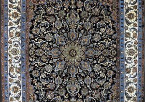 Royal Blue oriental Rug Slimi Dark Royal Blue isfahan Silk Persian Rug Item 794