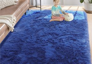 Royal Blue Plush Rug Rugtuder soft Shag Rug for Living Room, 5×8 area Rug, Fuzzy Rugs for Bedroom, Plush Fluffy Carpets for Boys Girls Dorm Room, Large Furry Throw Rugs …