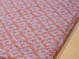 Rug orange and Blue Diamonds forever orange Blue Eco Cotton Loom Hooked Rug Hook & Loom