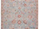 Rug orange and Blue Poppy oriental Light Blue & orange Rug – Burke Decor