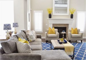 Rug with Blue Accents I Love This Grey Sectional Blue Rug and Yellow Accents if