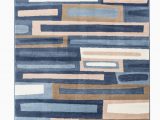 Rugs Brown and Blue Romance Collection Rugs Blue Brown Cream White Geometric Abstract Design Premium soft area Rug 9×12 Rug