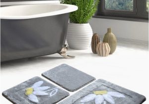 Rustic Bathroom Rug Sets High Pile soft Bathroom Rug Hand Thufted Daisy Antibacterial Bath Rug Eco Friendly Gift for Her 2 Diff Pcs Of Set and 4 Diff Colors