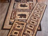 Rustic Cabin Lodge area Rugs Lodge Rugs Accent Runner area Rug Bear Deer Moose Fish Canoe Cabin Decor