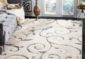 Safavieh Florida Douglas Floral Vines Shag area Rug or Runner Safavieh Florida Doug Floral Vines Shag area Rug, Cream/light Blue, 6’7″ X 6’7″ Square