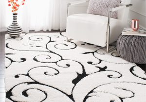 Safavieh Florida Douglas Floral Vines Shag area Rug or Runner Safavieh Florida Doug Floral Vines Shag area Rug, Ivory/black, 5′ X 5′ Square