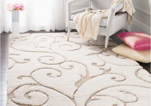 Safavieh Florida Douglas Floral Vines Shag area Rug Safavieh Florida Scroll Shag 8 X 10 Shag Cream/beige Indoor Floral/botanical area Rug