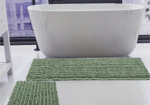 Sage Colored Bath Rugs H.veronnex Luxury Chenille Sage Green Bathroom Rugs Sets 2 Piece, Thickened Hot Melt Rubber Bottom Bath Mats for Bathroom Non Slip,bath Rugs Quick Dry …