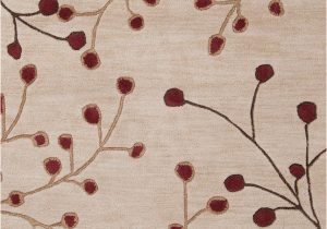 Sakura Branch Floral Wool area Rug Surya athena 8 X 10 Wool Burgundy Indoor Floral/botanical Tropical …