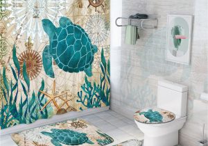 Sea Turtle Bath Rug Ikfashoni Sea Turtle Bathroom Sets, Teal Nautical Shower Curtains …