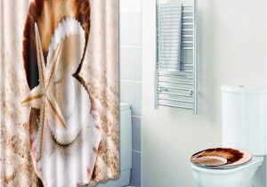 Seashell Bathroom Rug Set 4 Pcs Bathroom Shower Curtain & Floor Mat Set Creative Seashell Pattern Thickened Breathable Bath Curtain Set