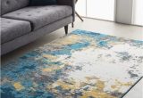 Shuff Aqua Bright Blue area Rug Trent Austin DesignÂ® Kohn Abstract Blue/yellow/beige area Rug …