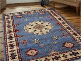 Silk and Wool area Rugs Ops Hand Knotted Afghan Wool and Silk oriental Indoor area Rug, Blue White