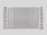 Silver Gray Bath Rugs Geometric Tassel Bath Mat 80cm X 50cm – Grey
