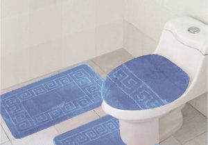 Sky Blue Bath Rug 3 Piece Bath Rug Set Pattern Bathroom Rug 20×32 Large Contour Mat 20×20 with Lid Cover Sky Blue
