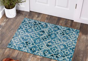 Small area Rugs 2 X 3 Moynesa Washable Moroccan area Rug – 2×3 Teal Small Kitchen Sink Rug Non-slip Doormat Modern Geometric Faux Wool Distressed Low-pile Floor Carpet for …