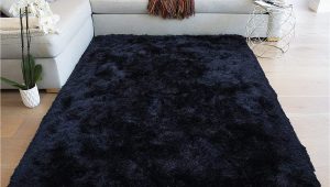 Solid Black area Rug 8×10 8×10 Feet Black Crow Dark Night Color area Rug Carpet Rug solid soft Plush Pile Shag Shaggy Fuzzy Furry Modern Contemporary Decorative Designer …