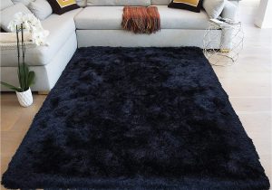 Solid Black area Rug 8×10 8×10 Feet Black Crow Dark Night Color area Rug Carpet Rug solid soft Plush Pile Shag Shaggy Fuzzy Furry Modern Contemporary Decorative Designer …