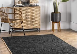 Solid Black area Rug 8×10 Nuloom Koda solid Leather Flatweave area Rug, 8′ X 10′, Black