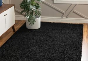 Solid Black area Rug 8×10 Unique Loom solo solid Shag Collection area Modern Plush Rug Lush & soft, 8 X 10 Ft, Jet Black