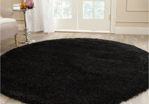 Solid Black Round area Rug 4′ Round Black Plush solid theme area Rug Luxurious Shag soft & Cozy Plush Intricate Versatile Design Living Room Carpet Vibrant Color Polypropylene