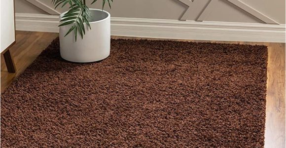 Solid Chocolate Brown area Rug Unique Loom solo solid Shag Collection area Rug- Modern Plush Rug Lush & soft (6′ 0 X 9′ 0 Rectangular, Chocolate Brown)