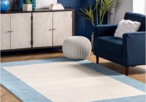 Solid Color area Rugs with Borders Baby Blue solid Border area Rug