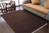 Solid Dark Brown area Rug Hand Woven Flat Weave Kilim Wool 8’x10′ area Rug solid Dark Brown