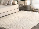 Solid Ivory area Rug 8×10 Tuscan Wool Moroccan Shag solid Ivory Rug