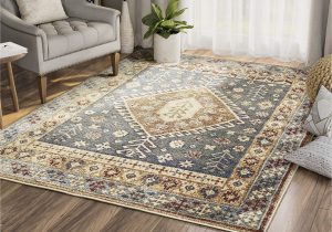 Southwestern area Rugs On Sale Floral Geometric southwestern area Rug, Mesa Collection Distressed Blue, Grey, Red, Yellow 5’3″ X 7’6″ Accent Rug – Abani Rugs