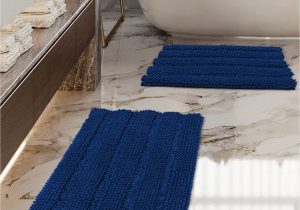 Striped Bath Rug Sets Icover Bathroom Rugs Set, Anti-slip Design Thick Chenille Striped Bath Mats, Strong Absorbent Floor Mats Machine Washable Also for Kitchen, Living …