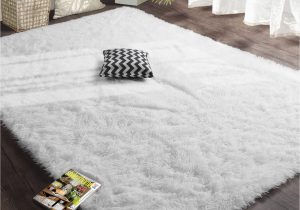 Super Cheap Large area Rugs Amangel White Super soft Rugs for Living Room, 5′ X 7′, Fluffy area Rug for Bedroom, Large Shaggy Plush Rugs for Kids Girls Boys Room, Non-slip Fuzzy …