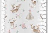 Sweet Jojo Designs area Rug Deer Floral Fitted Crib Sheet