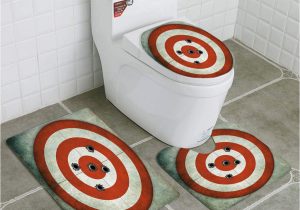 Target Contour Bath Rug Gohao Red and White Circular Target Bullet Holes 3 Piece Bathroom Rugs Set Bath Rug Contour Mat and toilet Lid Cover