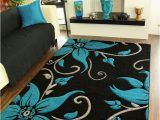 Teal area Rugs for Sale Black Teal Grey Floral Print Thick High Quality Modern