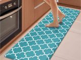 Teal Blue Kitchen Rugs Wiselife Kitchen Mat Cushioned Anti-fatigue Kitchen Rug, 17.3 X 60 Inches, Non-slip Waterproof Kitchen Mats and Rugs Heavy Duty Pvc Ergonomic Comfort …
