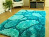 Teal Blue Shaggy Rug New Teal Blue Pebbles Design Luxurious Thick Pile Rug Modern soft Silky Contemporary Shaggy Rugs Mats Uk 90x150cm