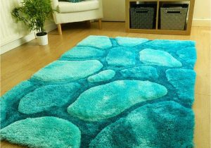 Teal Blue Shaggy Rug New Teal Blue Pebbles Design Luxurious Thick Pile Rug Modern soft Silky Contemporary Shaggy Rugs Mats Uk 90x150cm