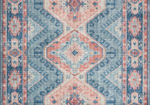 Terracotta and Blue Rug Sky 03 Color Turquoise Terracotta Size 7 6" X 9 6