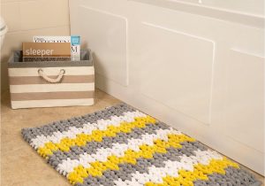 The Big One Bath Rug Yellow White and Grey Patterned Bath Mat In 2020