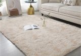 Thick Pile Wool area Rugs Erpeng Carpet 140 X 140 Cm Bedroom Shaggy Wool Bed Rug, Longhair Fur Imitation for Hallway Carpet, Non-slip Underlay, Khaki