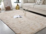 Thick Pile Wool area Rugs Erpeng Carpet 140 X 140 Cm Bedroom Shaggy Wool Bed Rug, Longhair Fur Imitation for Hallway Carpet, Non-slip Underlay, Khaki