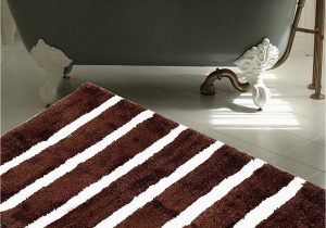 Thick Plush Bath Rugs Warisi Bold Stripes Collection Designer Plush Microfiber Bath Rug 34" L X 21" W Brown Ivory