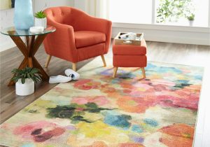 Thomason Colorful Garden Coral Green area Rug Mohawk Home Prismatic Blurred Blossoms Multi Transitional Floral Precision Printed area Rug, 5’x8′, Cream & Pink